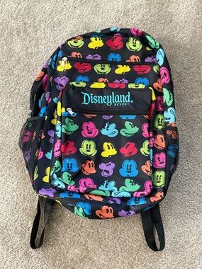 Disney Disneyland Resort Black Backpack with Multicolor Mickey Heads